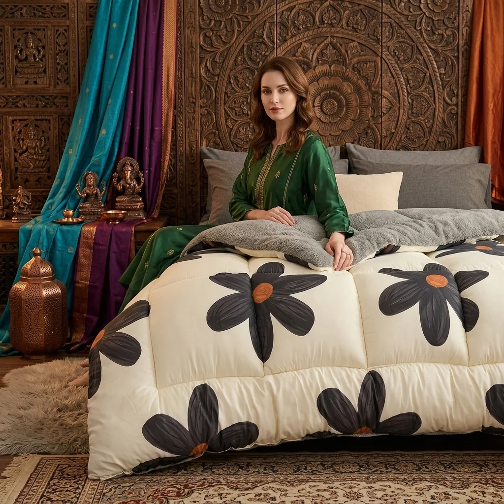Microfiber-Filled Warm Comforter  Luxurious Soft Thick Bedspread for Bedroom and Hotel Use.