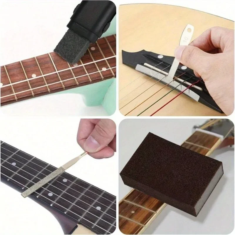 1Set Guitar Repair Maintenance Tool Kit for Acoustic Electric Ukulele Bass Banjo Guitar Parts Guitar Tuner Guitar Accessories