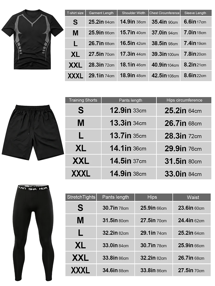 Men's 4 Piece Workout Set, T-Shirt Shorts Leggings Hoodie, Lightweight Quick Dry Breathable Gym Set, Ships from US