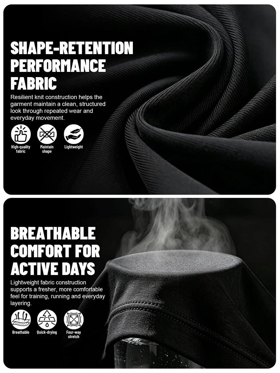 Men's 4 Piece Workout Set, T-Shirt Shorts Leggings Hoodie, Lightweight Quick Dry Breathable Gym Set, Ships from US