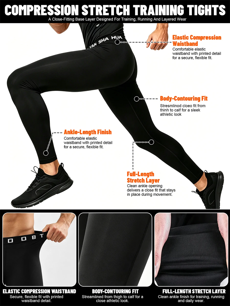Men's 4 Piece Workout Set, T-Shirt Shorts Leggings Hoodie, Lightweight Quick Dry Breathable Gym Set, Ships from US