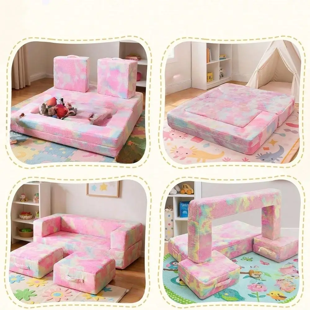 Wider Seating Couch, 3In1 Convertible Play Couch, Convertible Folding Sofa, Modular Play Couch HighDensity Foam For Playroom