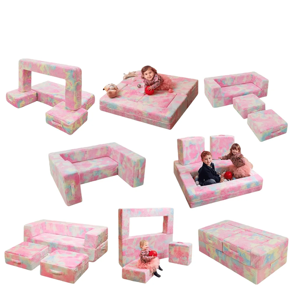 Wider Seating Couch, 3In1 Convertible Play Couch, Convertible Folding Sofa, Modular Play Couch HighDensity Foam For Playroom