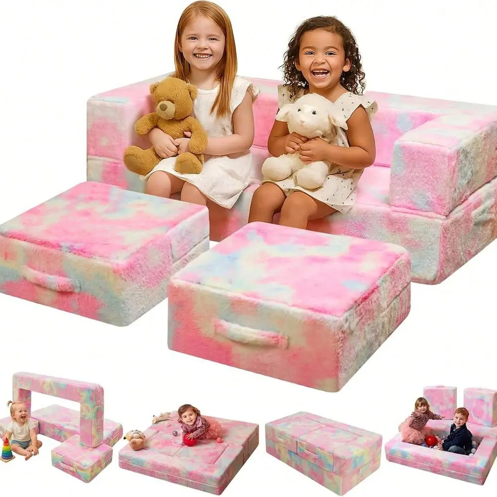 Wider Seating Couch, 3In1 Convertible Play Couch, Convertible Folding Sofa, Modular Play Couch HighDensity Foam For Playroom
