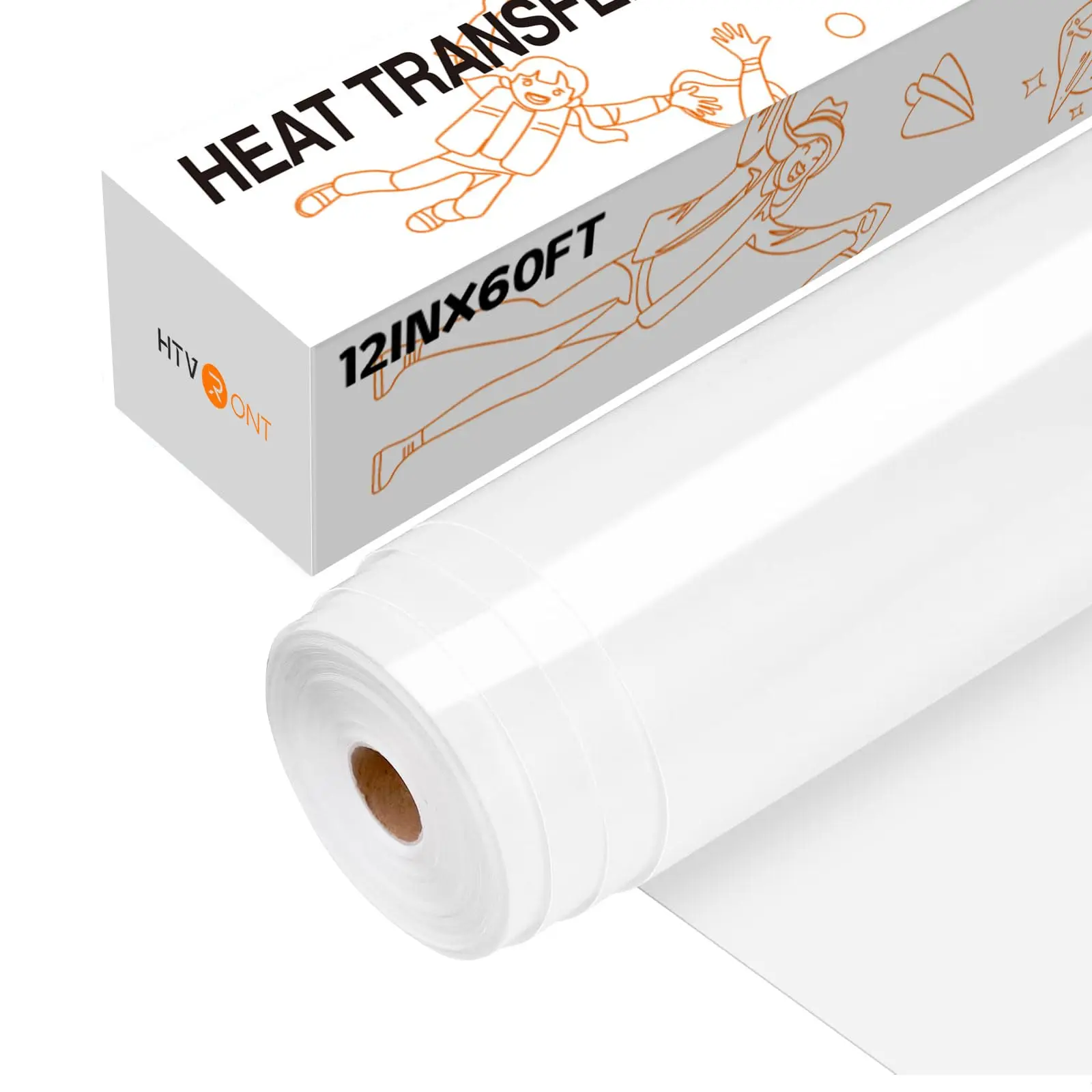 HTVRONT Heat Transfer Vinyl White Iron on Vinyl, 12 X 60FT White HTV Roll for T Shirts, Easy to Cut & Weed for Heat Transfer Design