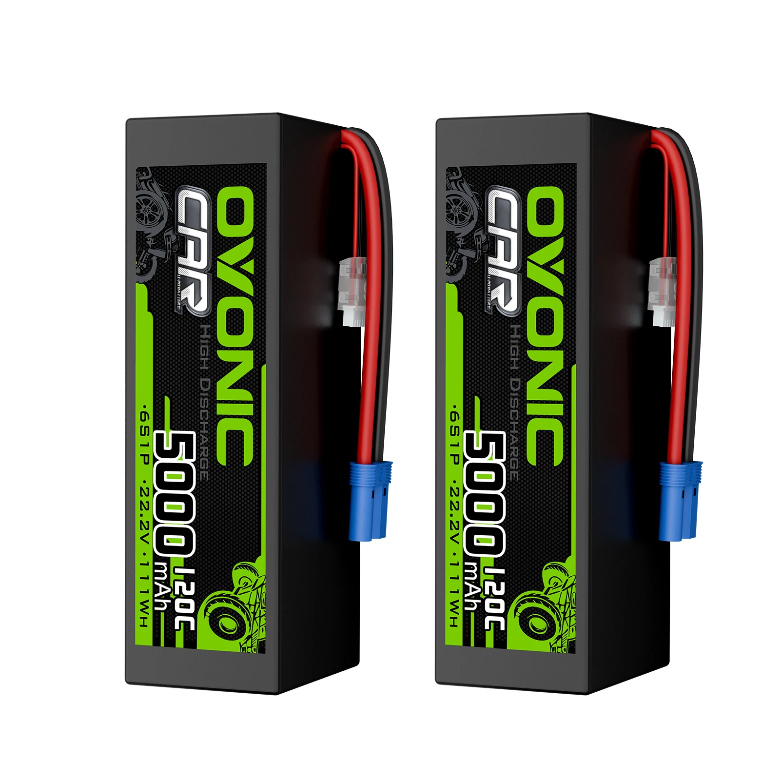 OVONIC 6S Hard Case LiPo Battery 22.2V 5000mAh 120C with EC5 Plug for RC Car RC Truck Airplane Helicopter Boat Car Racing RC Hobby (2 Packs)