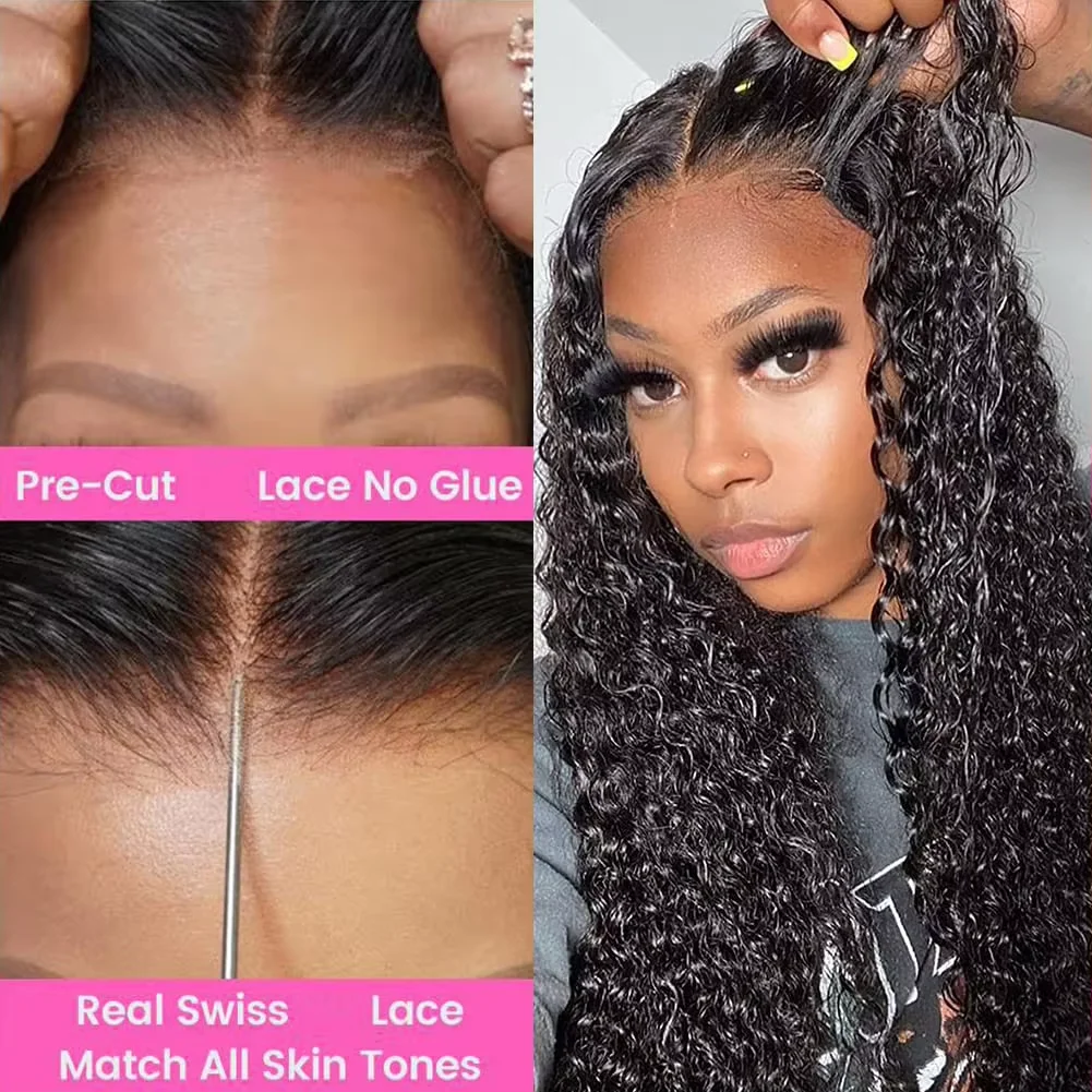 18-46 Inch 7x6 Deep Wave Wigs Brazilian Water Wave Wigs 7x6 Glueless Human Hair Wigs For Women 220% Density Remy Hair