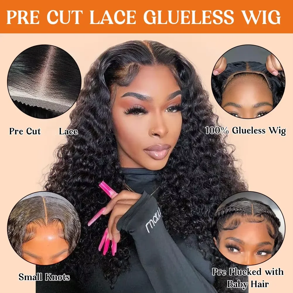 18-46 Inch 7x6 Deep Wave Wigs Brazilian Water Wave Wigs 7x6 Glueless Human Hair Wigs For Women 220% Density Remy Hair