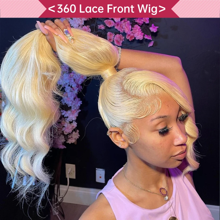 HD 360 Full Lace Wig Human Hair Pre Plucked 613 Honey Blonde Color Lace Front Wigs For Women Remy Vietnamese 13x4 13x6 Lace Frontal Body Wave Wigs 200% 220% Density