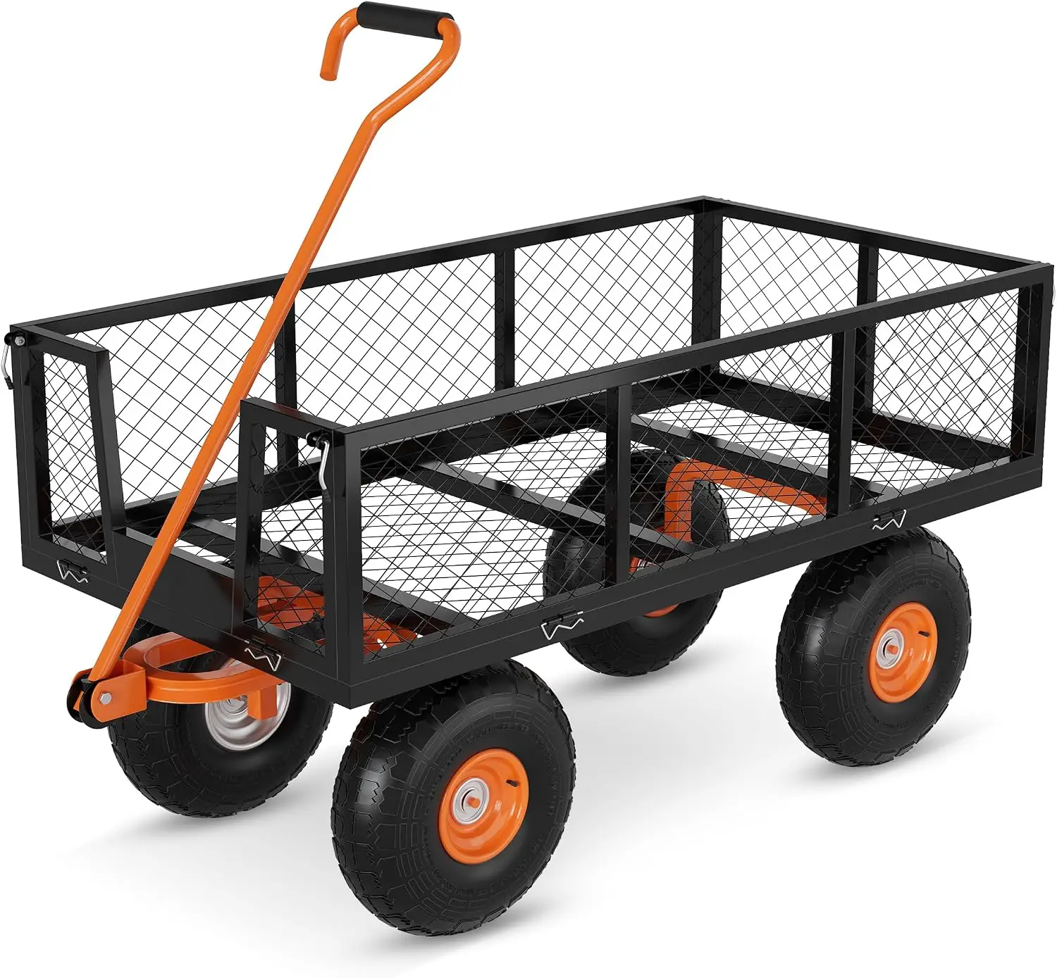 Garvee Steel Garden Cart, Heavy Duty 500 Lbs Capacity, With Removable Mesh Sides Utility Metal Wagon Perfect For Garden Farm Yard 180° Rotating Handle