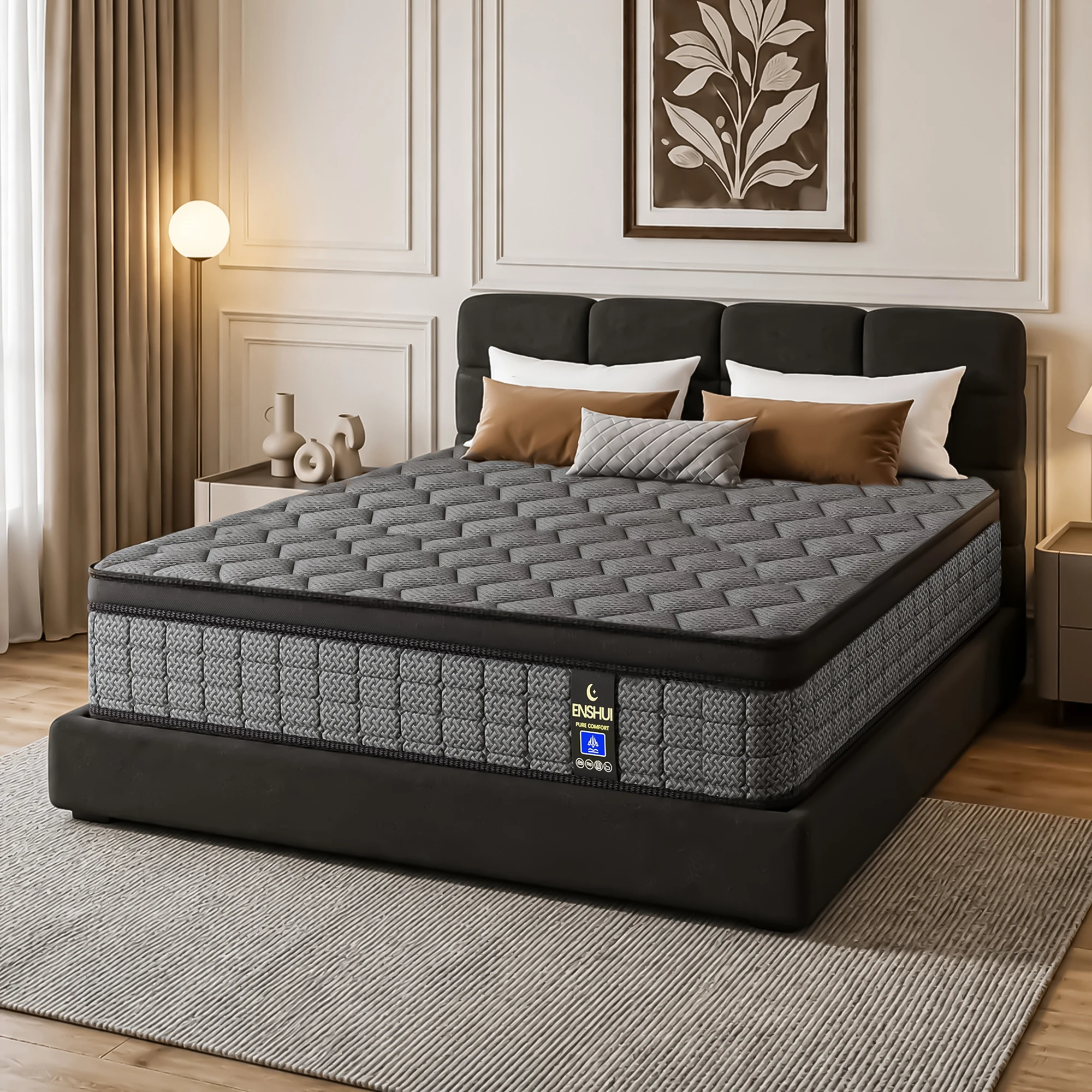 12/14 Inch Memory Foam Hybrid Mattress With Pocket Springs, Twin, Full, Queen, King, Sizes In A Box, Medium Firm, Mattresses For Support Comfort, Fiberglass-Free Suitable For Home Bedrooms, Hotels and Halls of Residence