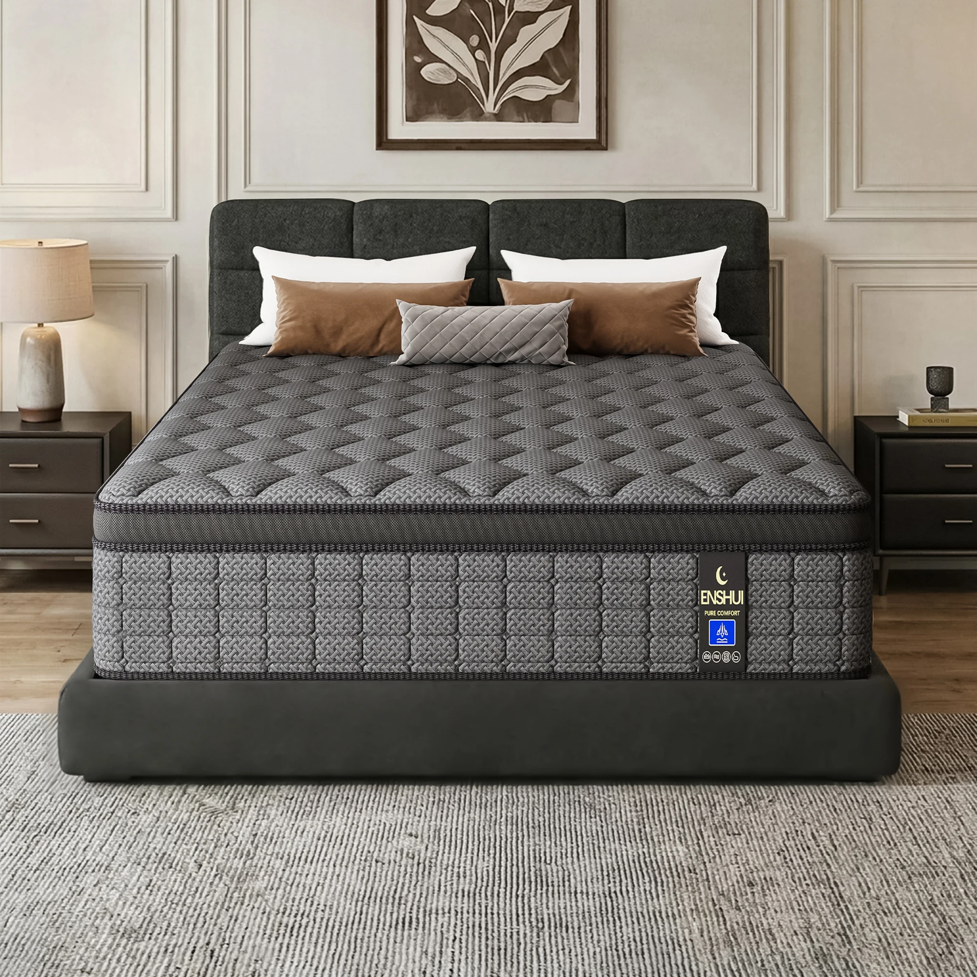 12/14 Inch Memory Foam Hybrid Mattress With Pocket Springs, Twin, Full, Queen, King, Sizes In A Box, Medium Firm, Mattresses For Support Comfort, Fiberglass-Free Suitable For Home Bedrooms, Hotels and Halls of Residence