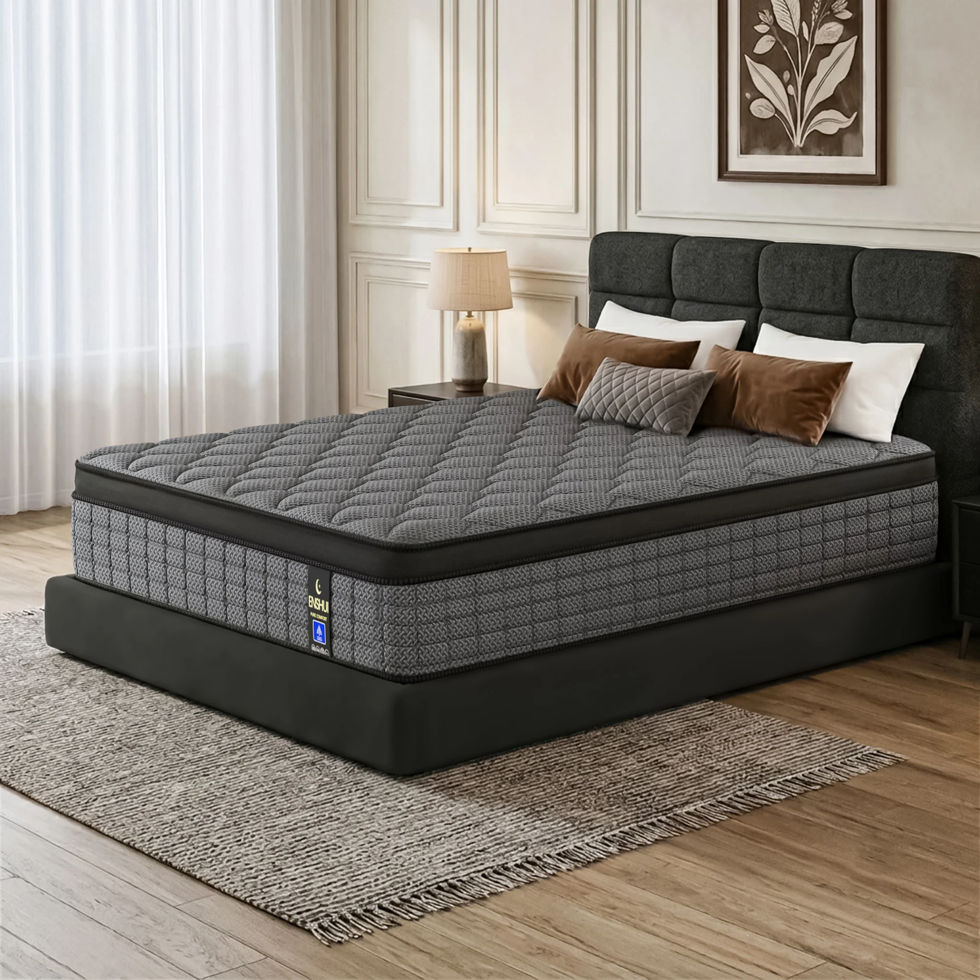 12/14 Inch Memory Foam Hybrid Mattress With Pocket Springs, Twin, Full, Queen, King, Sizes In A Box, Medium Firm, Mattresses For Support Comfort, Fiberglass-Free Suitable For Home Bedrooms, Hotels and Halls of Residence
