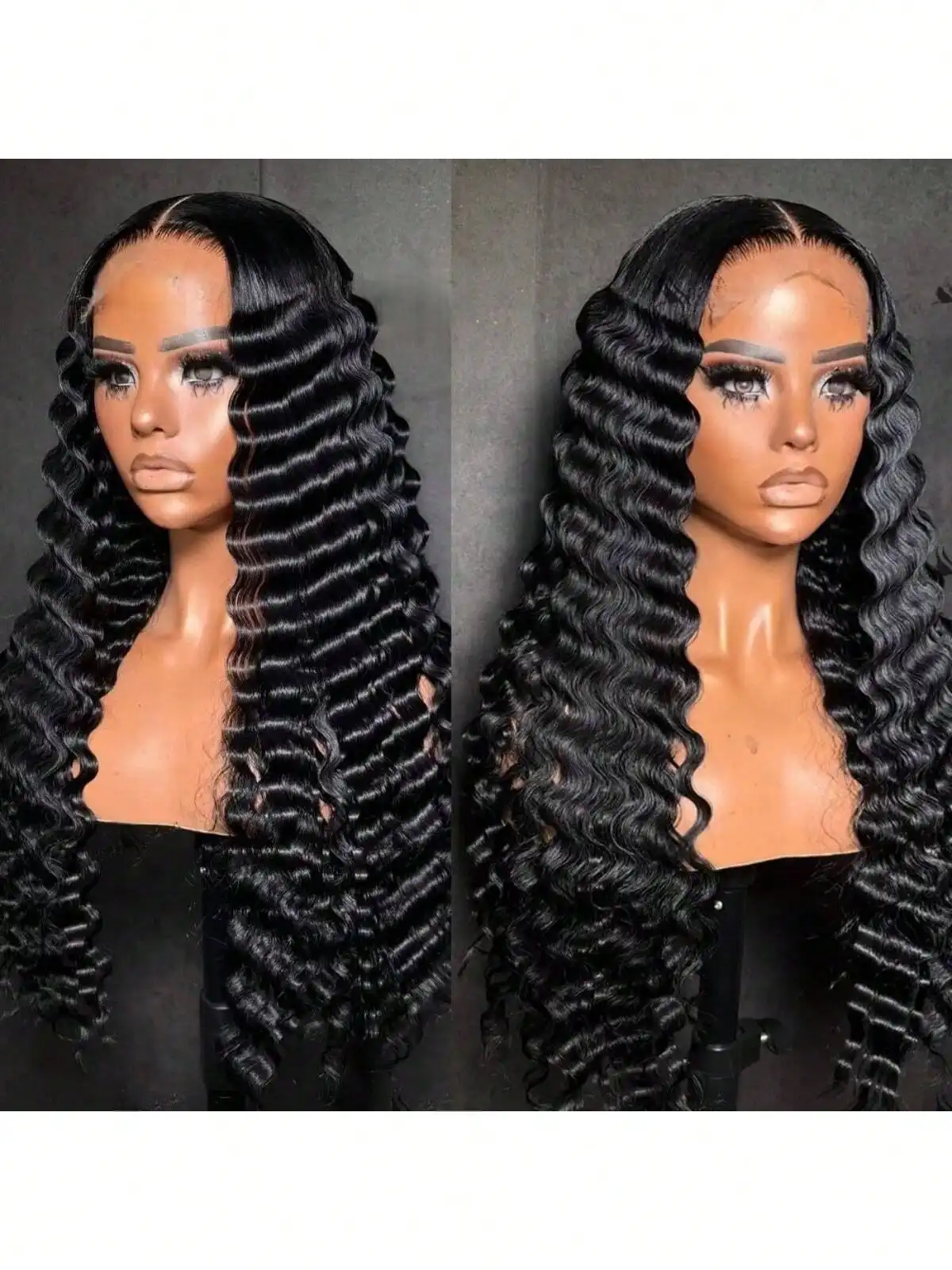 38 40 Inch Human Hair Wig 13x4 HD Loose Deep Wave Pre Plucked Wet And Wavy Curly Human Hair For Women With Baby Hair Natural Black Color