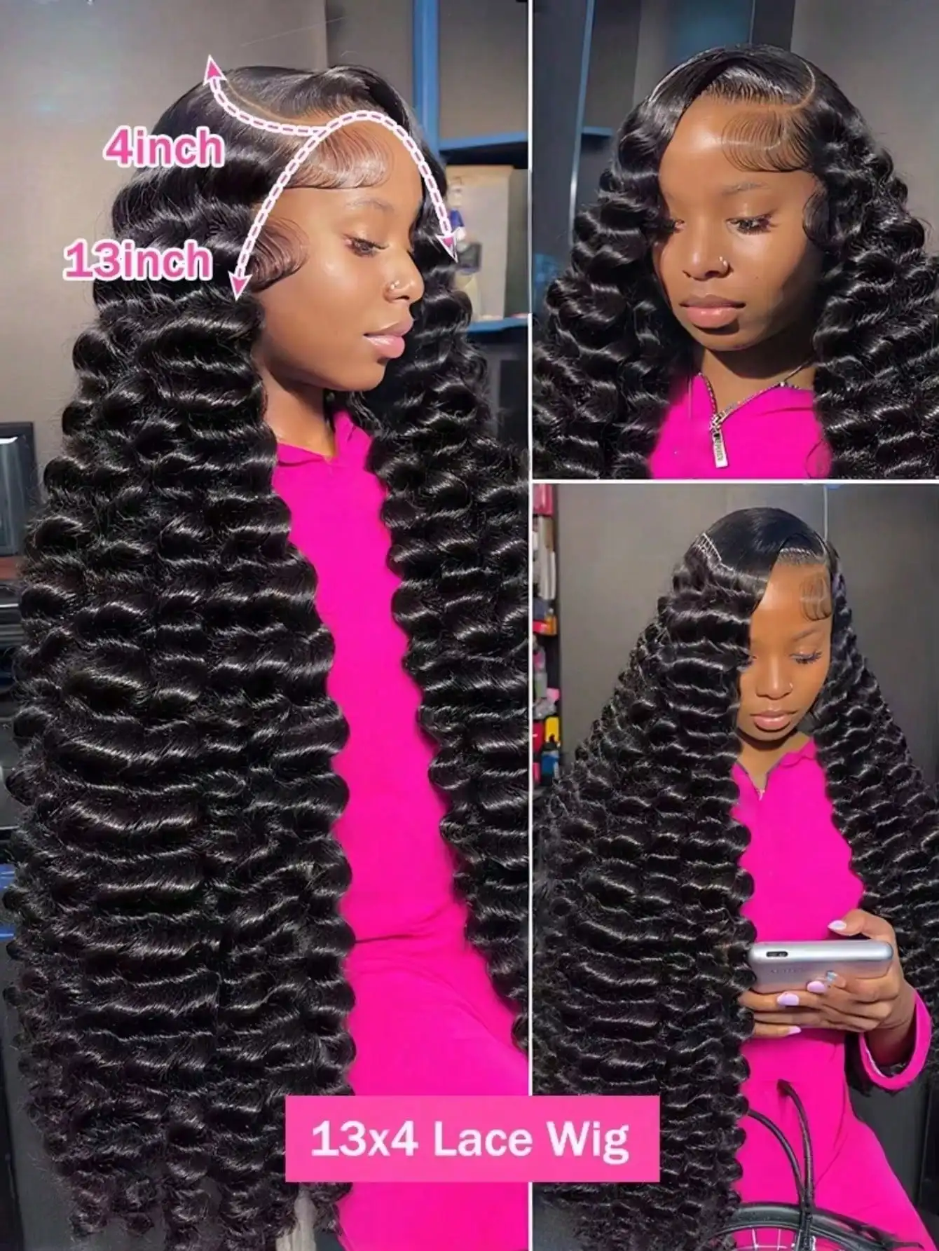 38 40 Inch Human Hair Wig 13x4 HD Loose Deep Wave Pre Plucked Wet And Wavy Curly Human Hair For Women With Baby Hair Natural Black Color