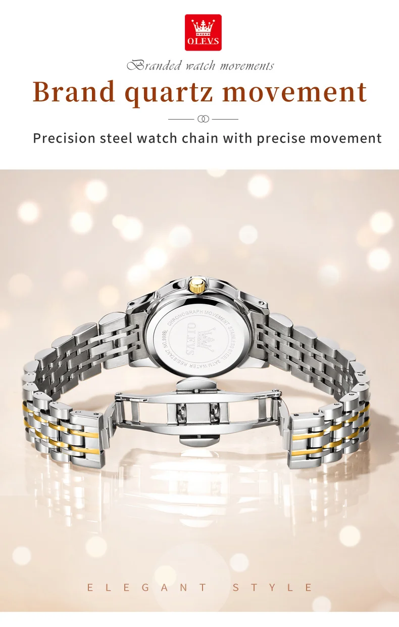 OLEVS 9998 Women Watch Luxury Original Quartz Fashion Brand Diamond Waterproof Luminous Wristwatch Calendar Window Elegance Design For Women