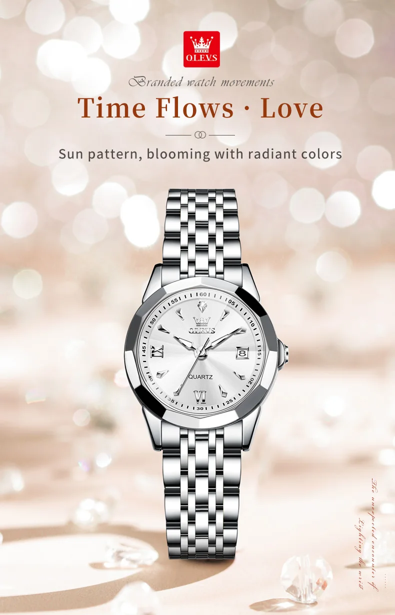 OLEVS 9998 Women Watch Luxury Original Quartz Fashion Brand Diamond Waterproof Luminous Wristwatch Calendar Window Elegance Design For Women