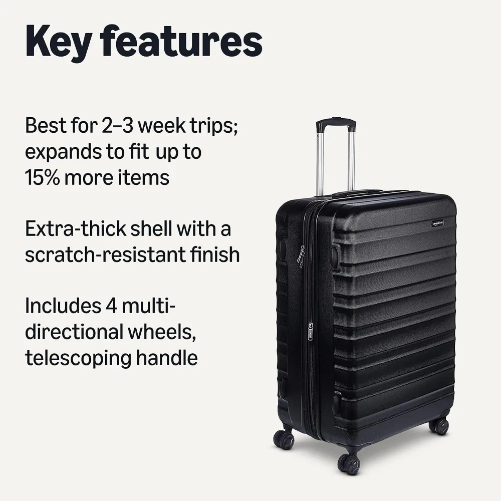 30" Hardshell Large Suitcase with Multi-directional Wheels, Expandable for 15% More Space, Scratch-Resistant Shell, Black