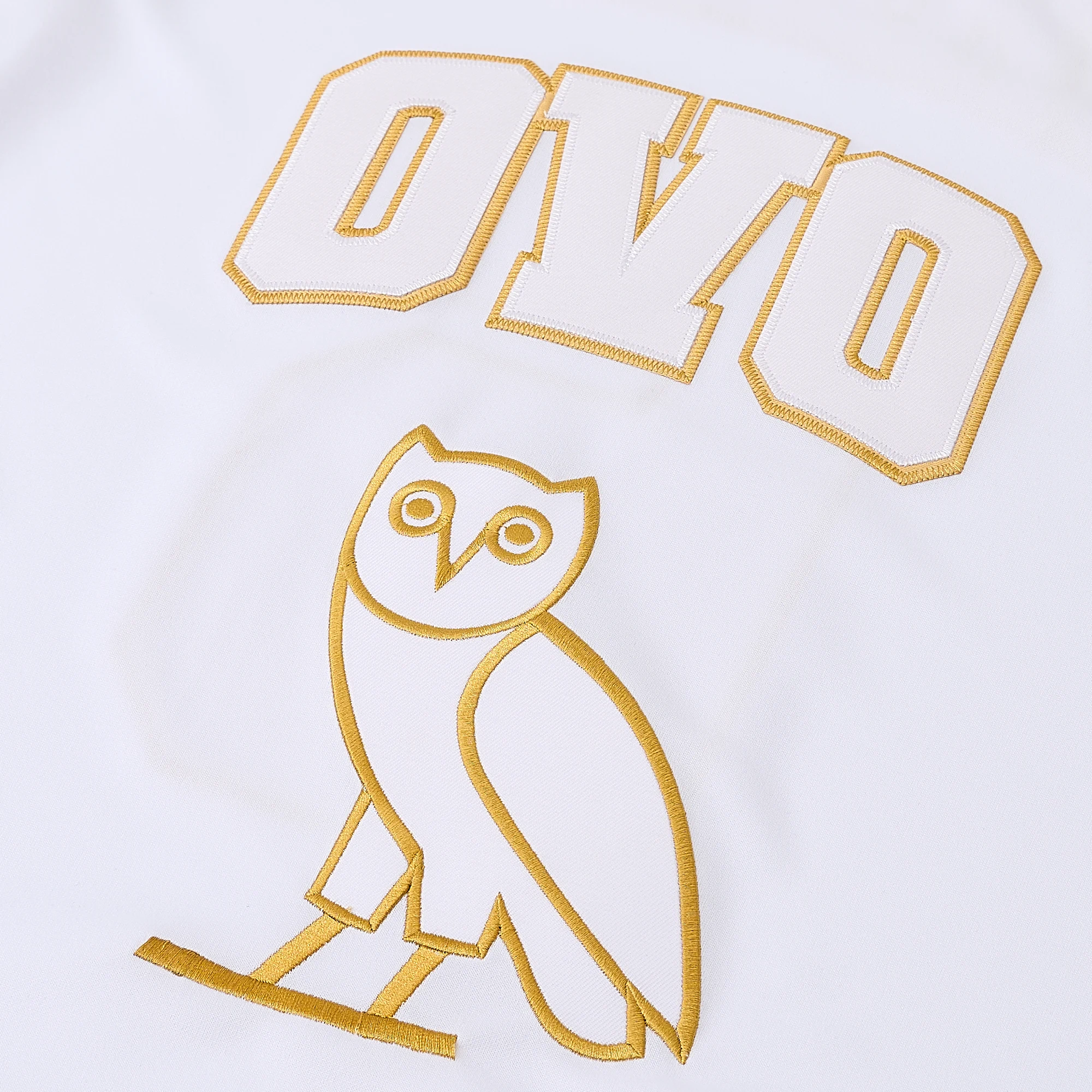 Men’s #6 OVO Owl White Gold Basketball Jersey,Letter Embroidery Sports Tank Top Hip Hop Vintage Basketball Uniform Streetwear