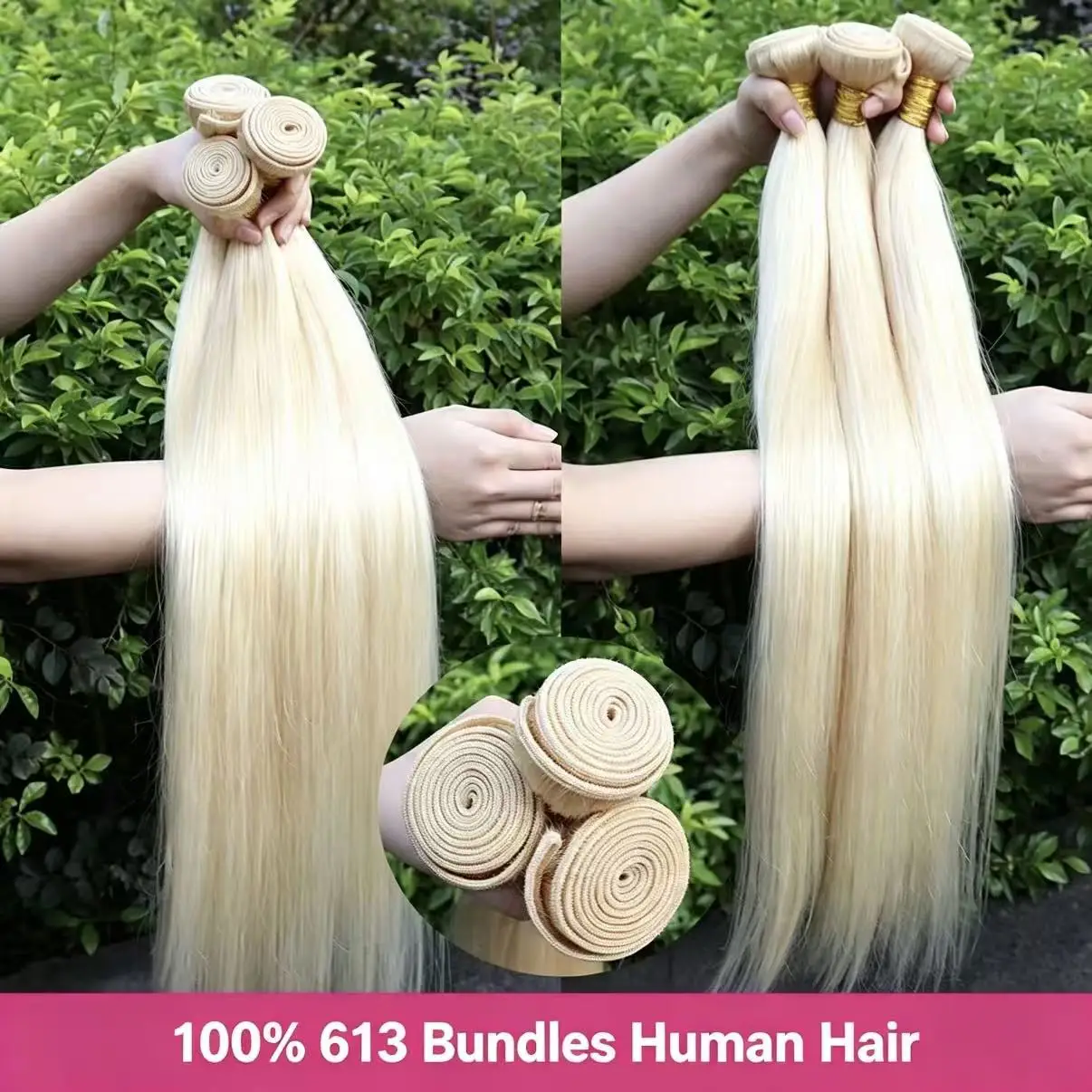 613 Bundles Human Hair Straight 1 3 4 Bundles Deal Smooth Brazilian Human Hair Bundle 30 32 34 36 38 Inch Long Honey Blonde Colored 100% Human Hair Extensions For Women