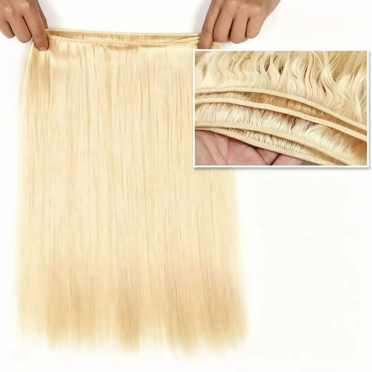 613 Bundles Human Hair Straight 1 3 4 Bundles Deal Smooth Brazilian Human Hair Bundle 30 32 34 36 38 Inch Long Honey Blonde Colored 100% Human Hair Extensions For Women