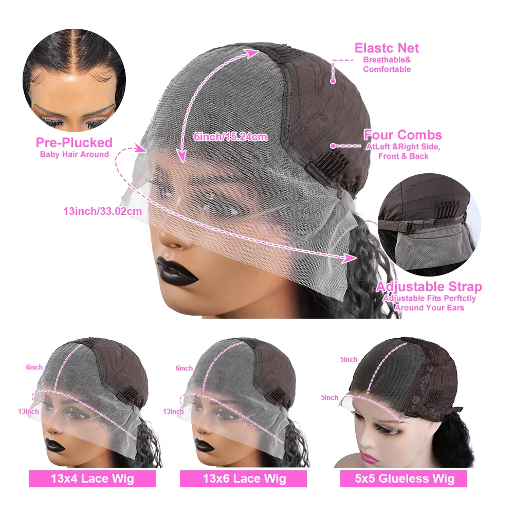 40 42 Inch Bone Straight Human Hair Wigs 13x6 HD Transparent Lace Frontal Human Hair 13x4 Pre Cut Lace Frontal Wig 250 Density 5x5 Ready to Go HD Lace Glueless Wigs Brazilian For Women