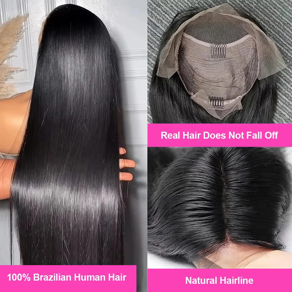 40 42 Inch Bone Straight Human Hair Wigs 13x6 HD Transparent Lace Frontal Human Hair 13x4 Pre Cut Lace Frontal Wig 250 Density 5x5 Ready to Go HD Lace Glueless Wigs Brazilian For Women