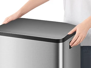 13 Gallon / 50L Stainless Steel Step Trash Can – Removable Inner Buckets, Soft Close Lid, Silver, Large Kitchen Garbage Bin
