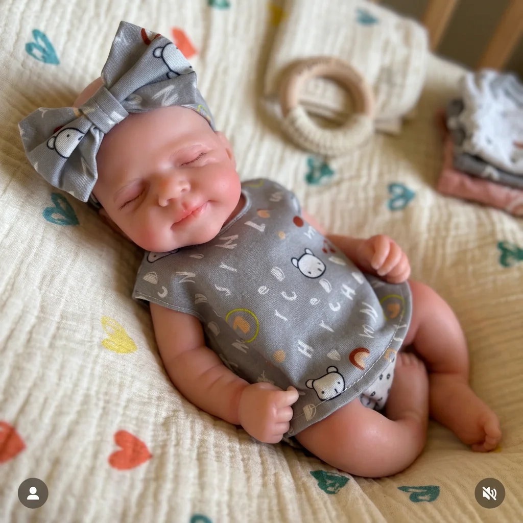 13 Inch Pascale Full Body Silicone Reborn Doll Lifelike Newborn Hand Painted Waterproof Collectible Art Ornament for Holiday and Birthday Gifts