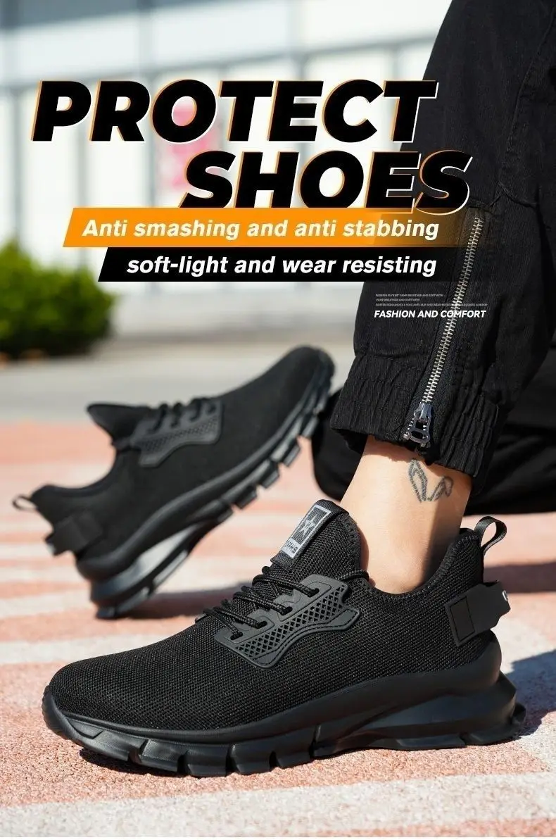 Men Steel Toe Work Shoes Impact Resistant Steel Toe Cap Lightweight Comfortable Industrial Safety Sneakers Wear Resistant Durable Construction Footwear Full Sizes Available for Women Men Ideal for Labor Day Father’s Day Gifting