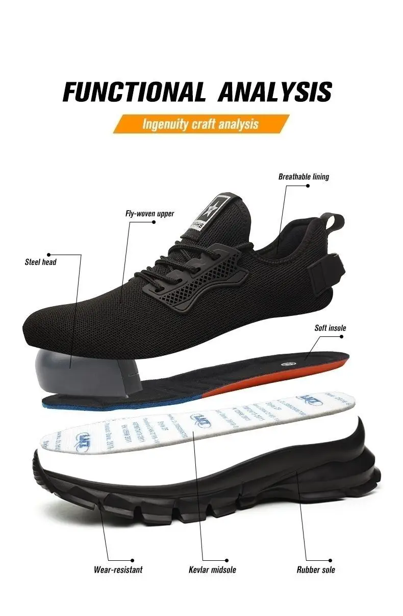 Men Steel Toe Work Shoes Impact Resistant Steel Toe Cap Lightweight Comfortable Industrial Safety Sneakers Wear Resistant Durable Construction Footwear Full Sizes Available for Women Men Ideal for Labor Day Father’s Day Gifting