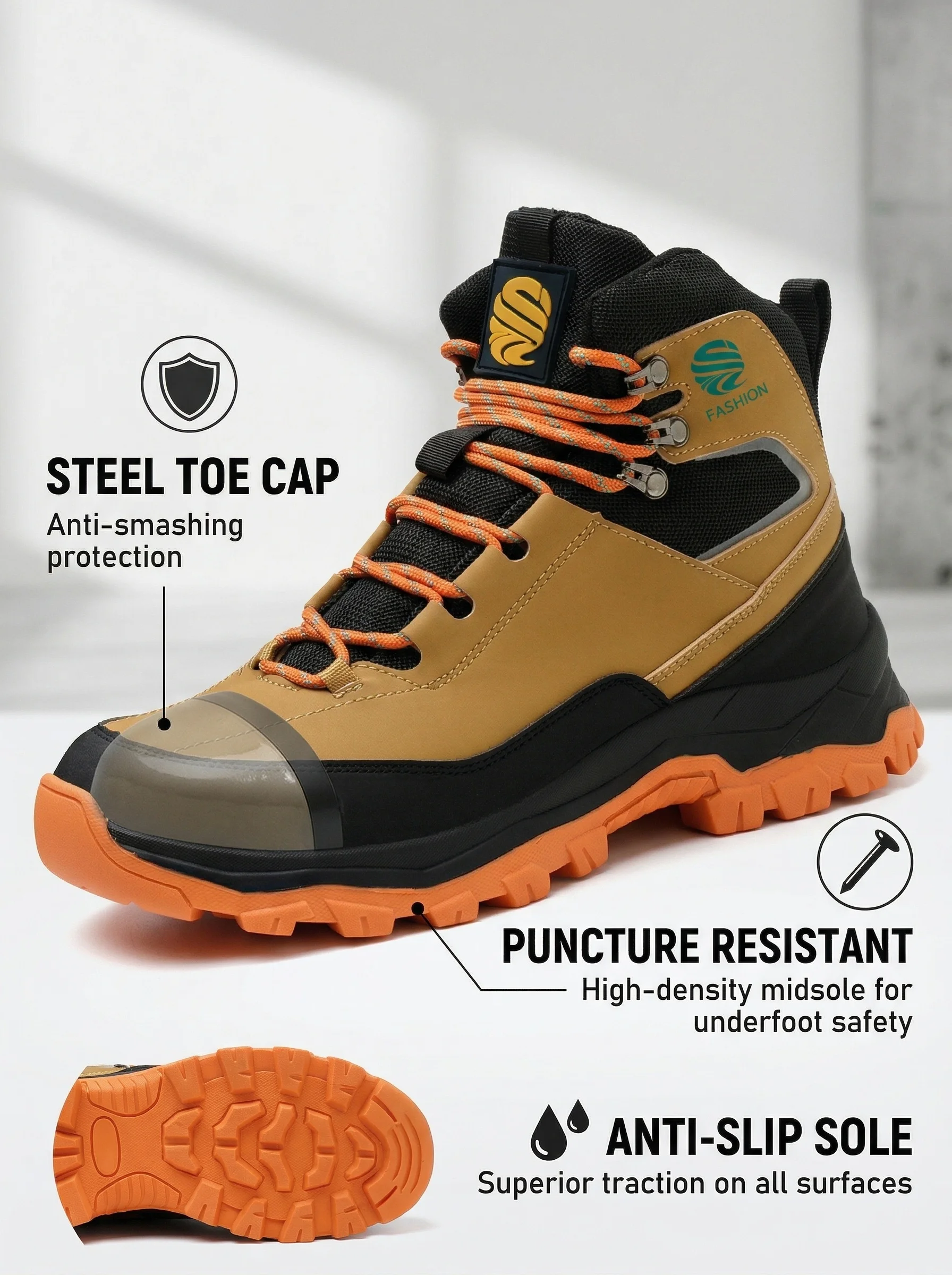 All Season Industrial Safety Shoes for Men Women Steel Toe Sneakers with Impact Resistant Steel Toe Cap Lightweight Comfortable Design for Construction Work Wear Resistant Durable for Daily Labor Full Sizes Perfect Labor Day Gift for Workers