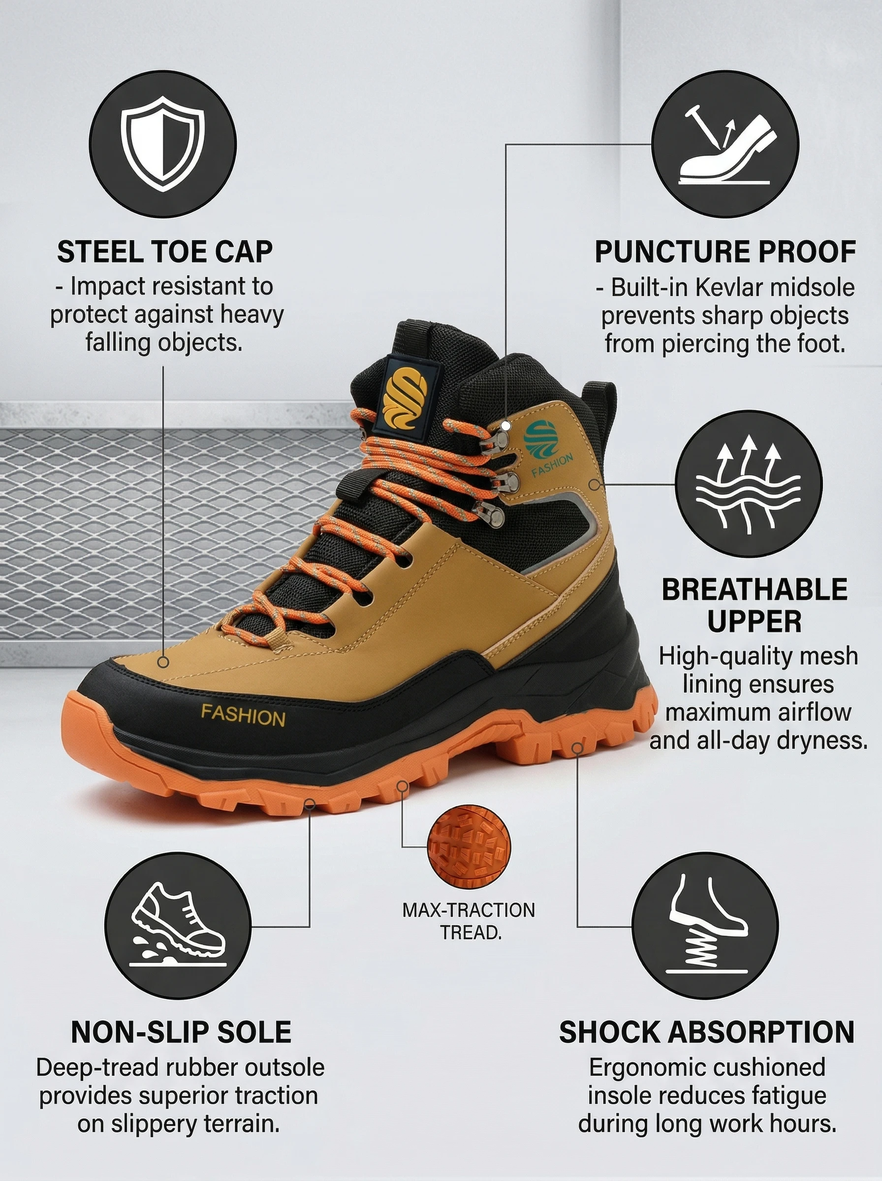 All Season Industrial Safety Shoes for Men Women Steel Toe Sneakers with Impact Resistant Steel Toe Cap Lightweight Comfortable Design for Construction Work Wear Resistant Durable for Daily Labor Full Sizes Perfect Labor Day Gift for Workers