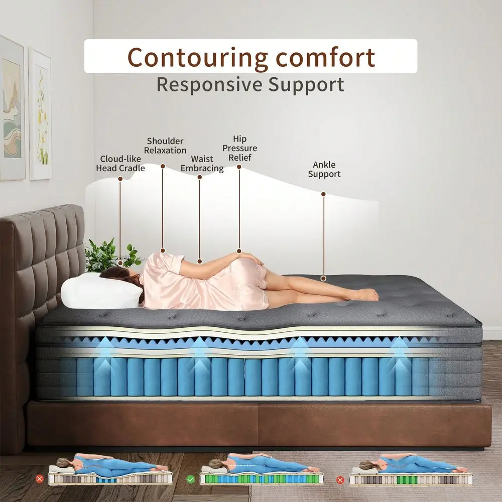 10 12 14 Inch Gel Memory Foam Mattress Cooling Comfort, Motion Isolation Reinforced Edge Support With Breathable Cover Availabl