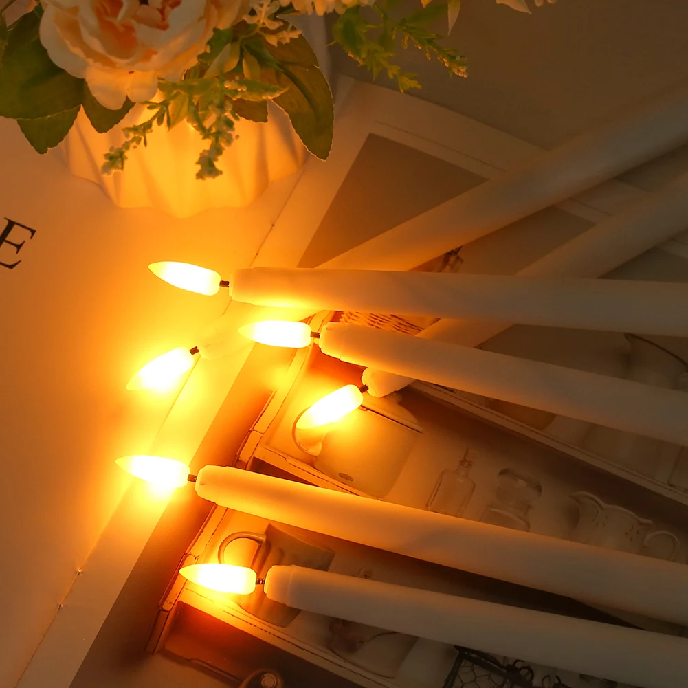 6/12Pack LED Flameless Ivory Taper Candles Flickering with Remote 3D Wick Battery Operated Christmas Window Candle Wedding Decor