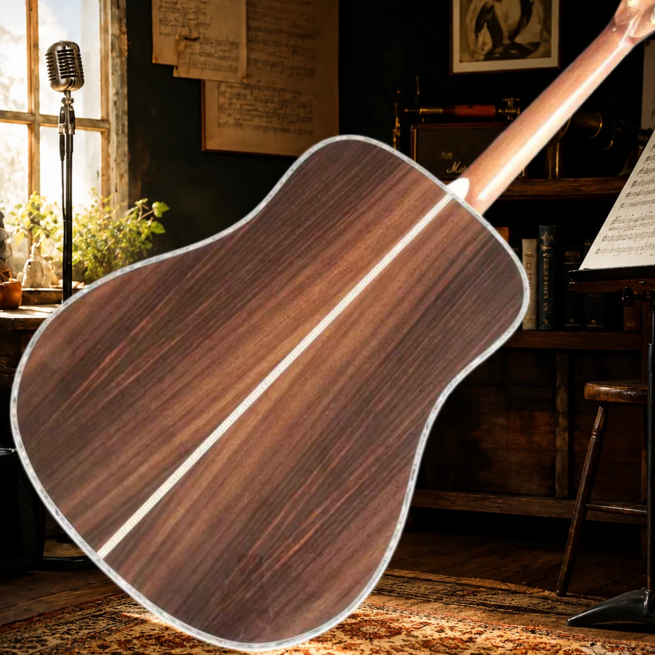 Hot Sale D45 Acoustic Guitar Solid Spruce Top with Small Flower Vase Abalone Shell Inlaid 20 Frets
