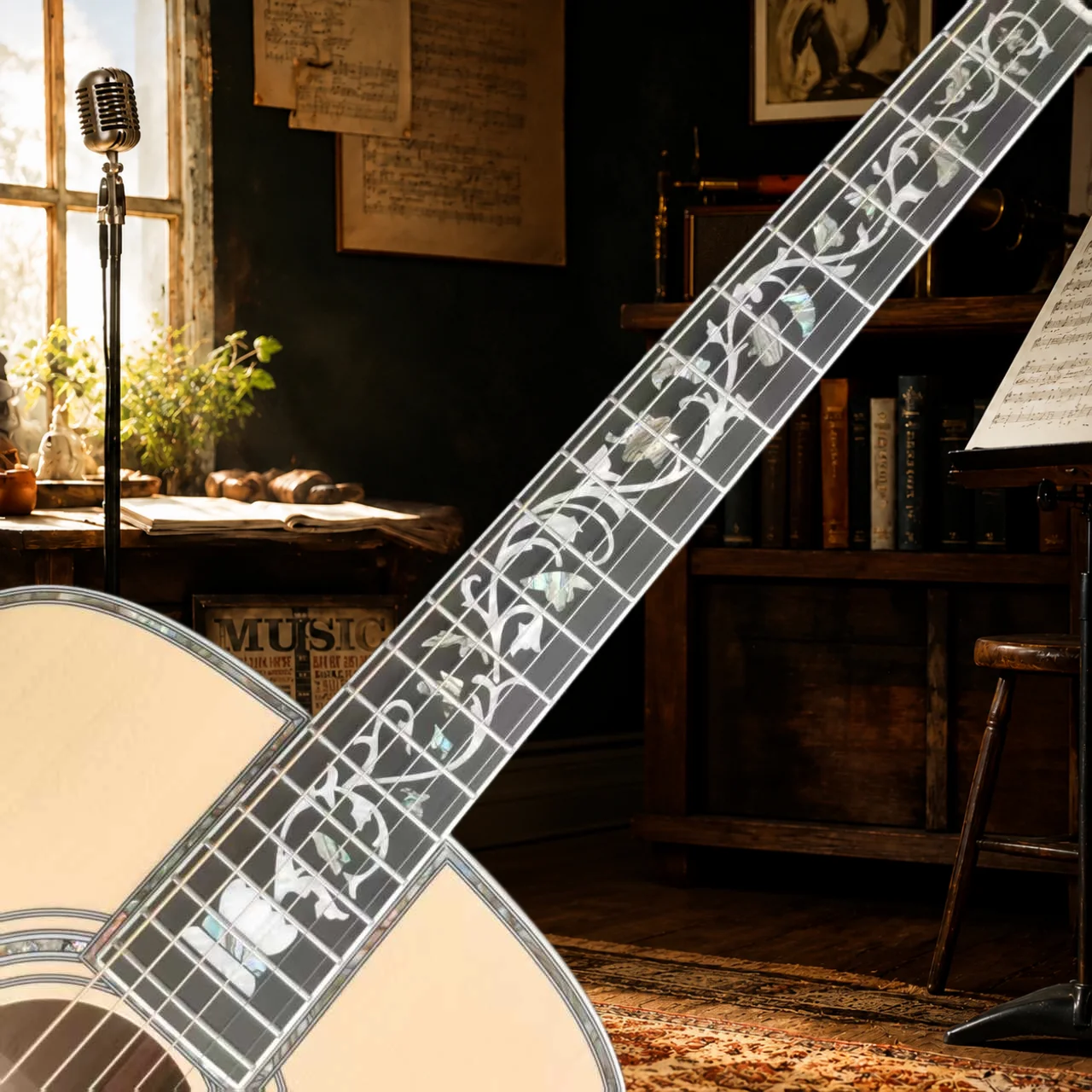 Hot Sale D45 Acoustic Guitar Solid Spruce Top with Small Flower Vase Abalone Shell Inlaid 20 Frets