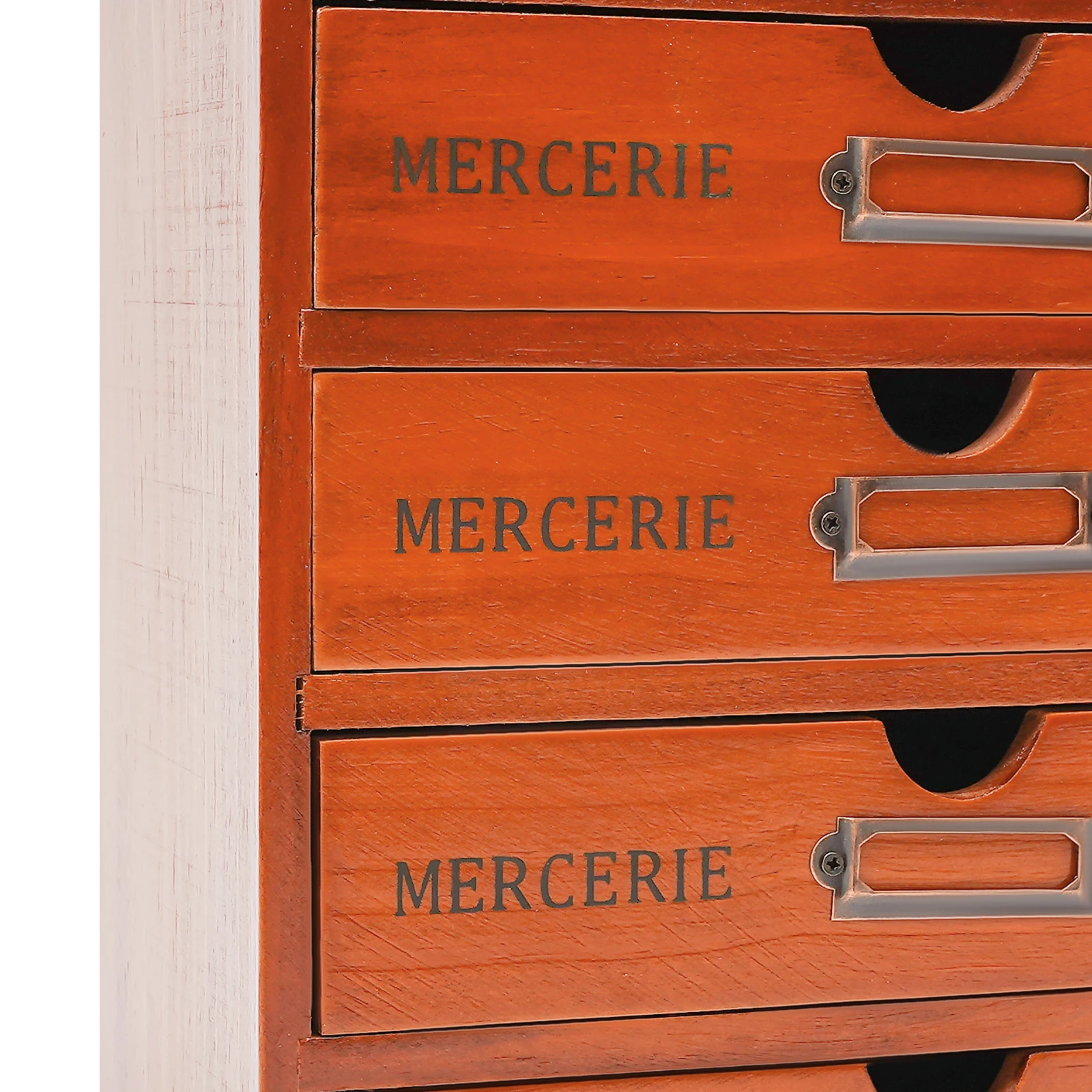 Brown Pine Wood Desk Organizer With 5 Drawers, 5kg Load‑Capacity Pre‑Assembled Desktop Storage Cabinet With Label Slot for Office Home Stationery Cosmetics Organization