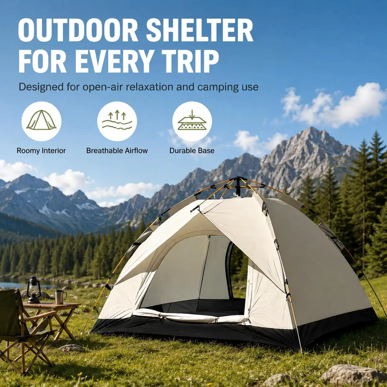 Fully Automatic Instant-Setup Oxford Fabric Camping Tent for 2-4 People - Windproof, Waterproof, Sunscreen, Moisture-Proof - Ideal for Outdoor Camping, Family Gatherings, Camping Gift for Holidays, Tents For Camping, Spacious Interior