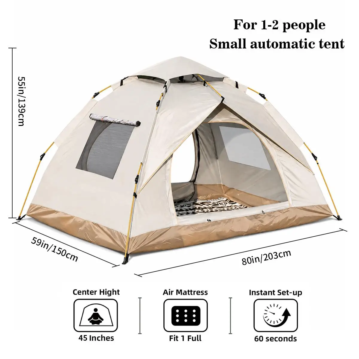 Fully Automatic Instant-Setup Oxford Fabric Camping Tent for 2-4 People - Windproof, Waterproof, Sunscreen, Moisture-Proof - Ideal for Outdoor Camping, Family Gatherings, Camping Gift for Holidays, Tents For Camping, Spacious Interior
