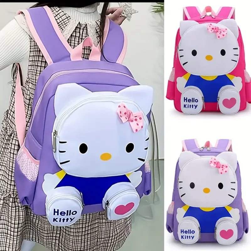 The Mesuca Cute 3D Cartoon Cat Kids Backpack For Girls, Lightweight Spine‑Protected Toddler School Bag, Adjustable Breathable Shoulder Strap Children Daypack, Waterproof Kindergarten Bookbag Outdoor Travel Birthday Gift
