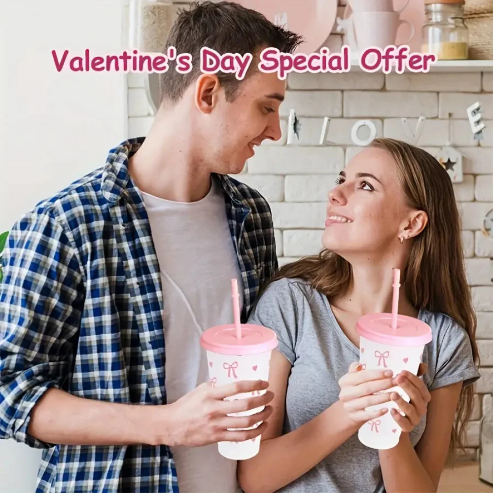 10/20/30 Pack 24oz Pink Bow Plastic Cups Tumblers, Reusable Cup, Iced Coffee Cup With Straw And Lid, Suitable Mother's Day, Dates, Birthday Parties, Outdoor Activities, Daily Use And Camping Summer Drink Cup Valentine's Day,, Mother's Day, Halloween