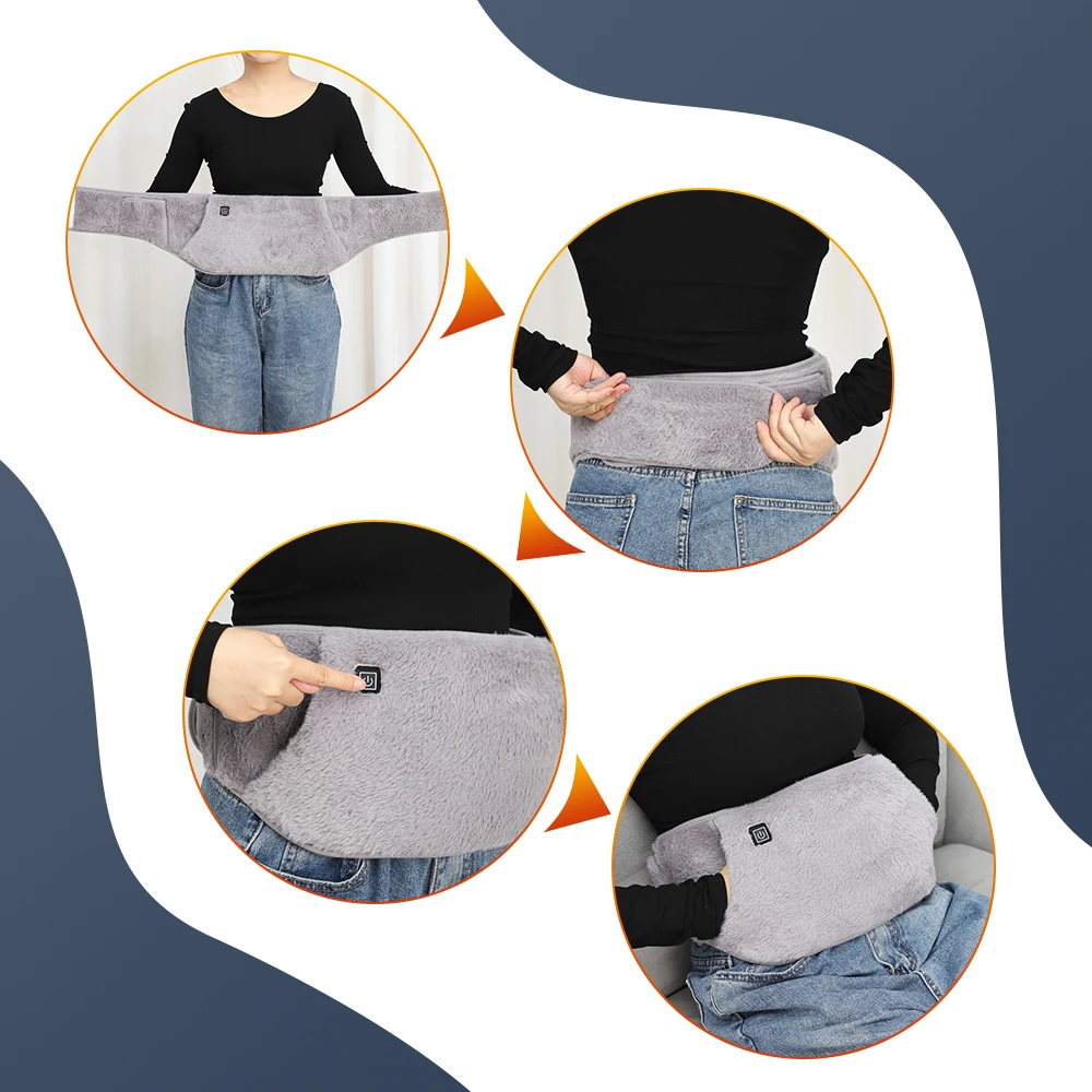Electric Heating Waist Belt Hand Warmer 3 Levels Hot Compress Abdominal Lumbar Uterus Warming Pad Washable Winter Warmer Heater