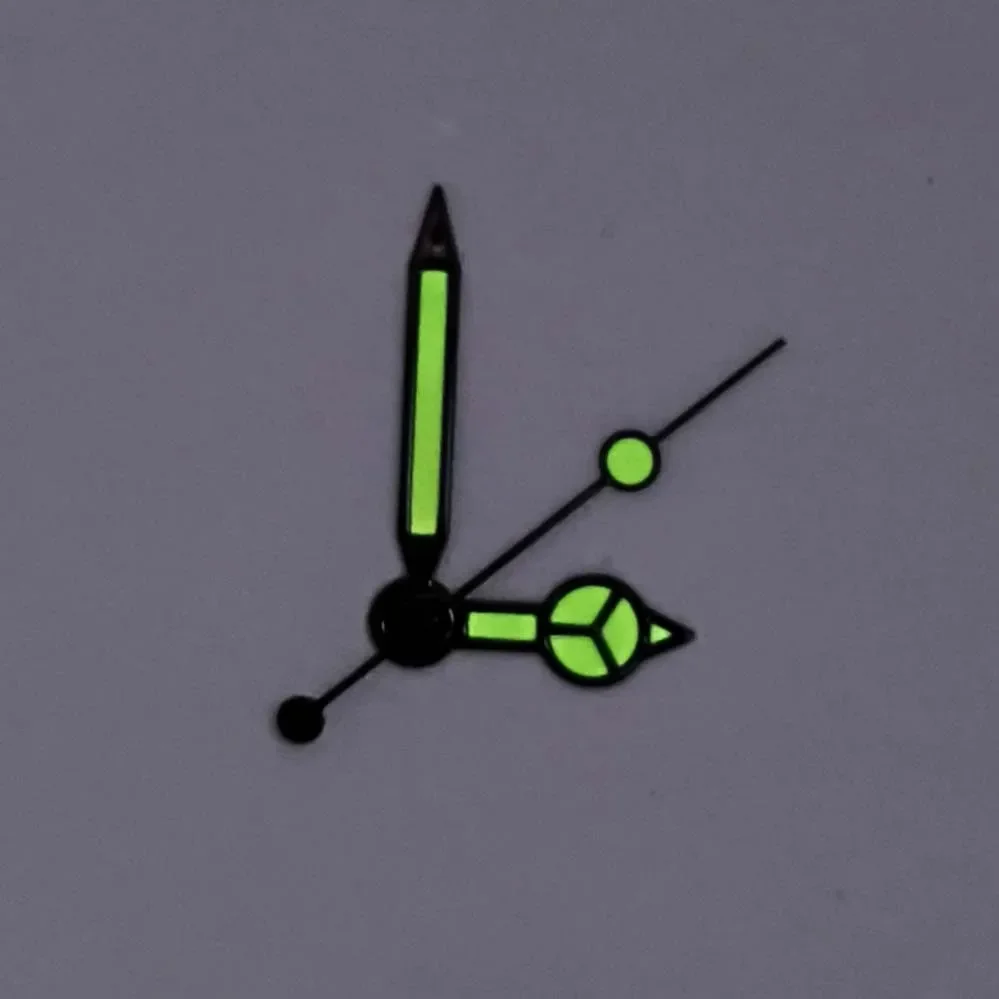 Green Luminescent Black Silver Edged Mercedes Style Watch Hands Accessories for NH35/36/4R Movements Compatible Watch Parts