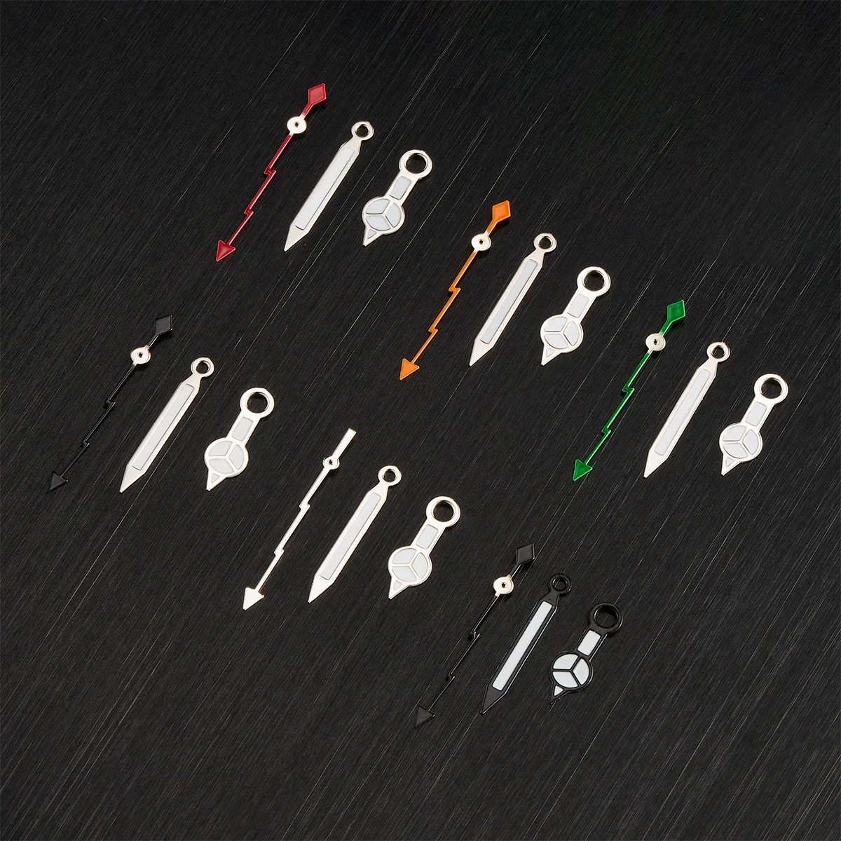 Green Luminescent Black Silver Edged Mercedes Style Watch Hands Accessories for NH35/36/4R Movements Compatible Watch Parts