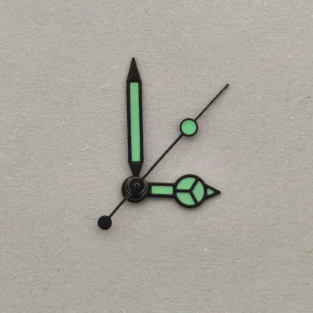 Green Luminescent Black Silver Edged Mercedes Style Watch Hands Accessories for NH35/36/4R Movements Compatible Watch Parts