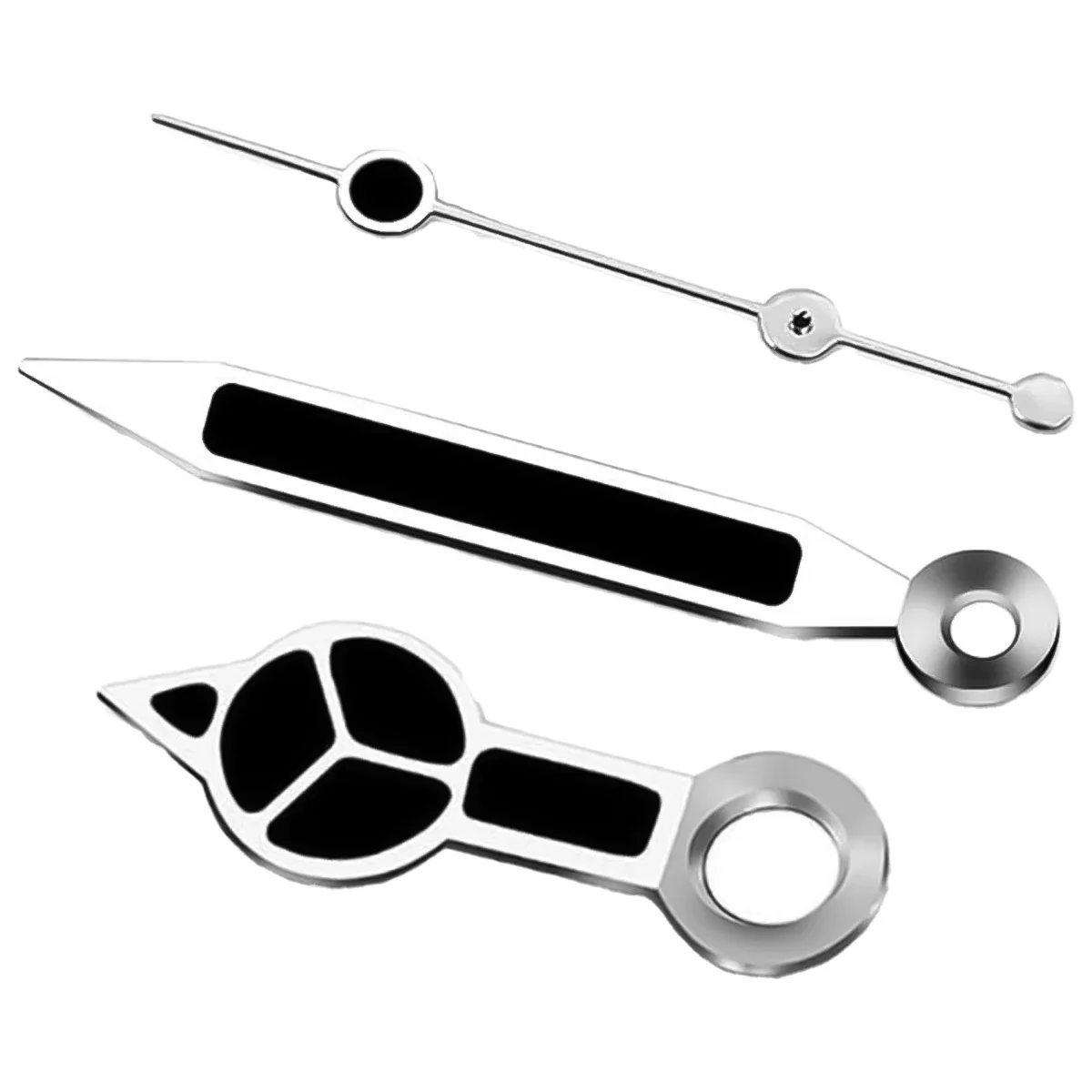 Green Luminescent Black Silver Edged Mercedes Style Watch Hands Accessories for NH35/36/4R Movements Compatible Watch Parts