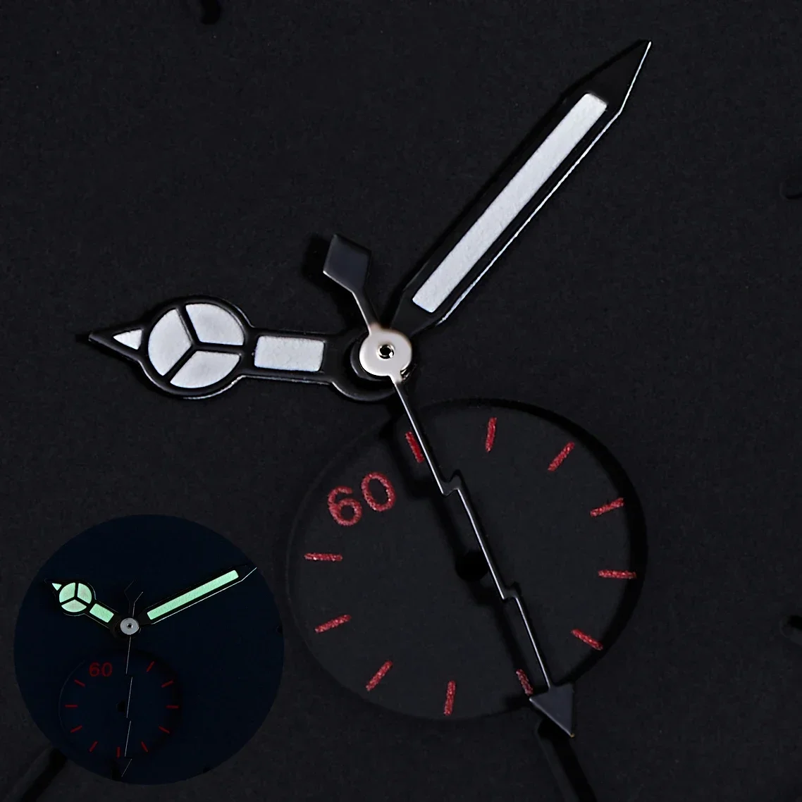 Green Luminescent Black Silver Edged Mercedes Style Watch Hands Accessories for NH35/36/4R Movements Compatible Watch Parts