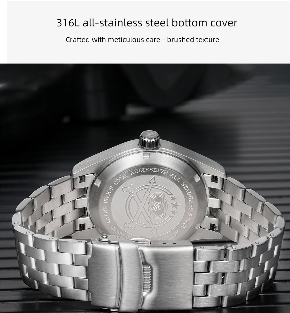 ADDIESDIVE Men Elegant Luxury Automatic Mechanical Wristwatch 39mm Sapphire Crystal 8215 Movement C3 Super Luminous 200M Waterproof Business Analog Watch AD2519