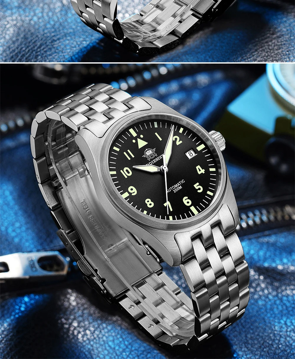 ADDIESDIVE Men Elegant Luxury Automatic Mechanical Wristwatch 39mm Sapphire Crystal 8215 Movement C3 Super Luminous 200M Waterproof Business Analog Watch AD2519
